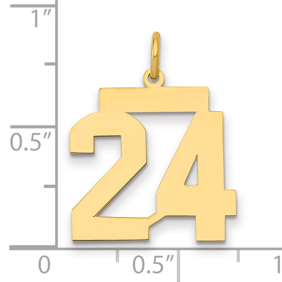 14K Yellow Gold Medium Polished Number 24 Charm