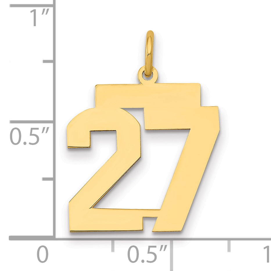 14K Yellow Gold Medium Polished Number 27 Charm