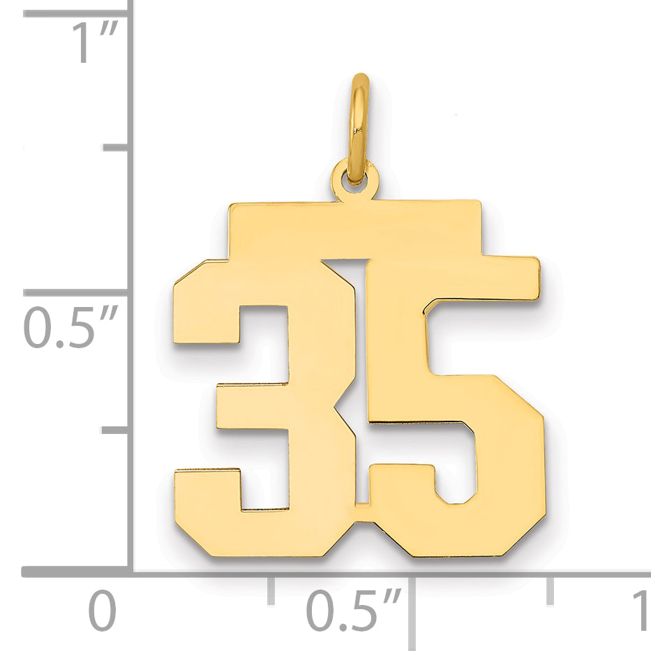 14K Yellow Gold Medium Polished Number 35 Charm
