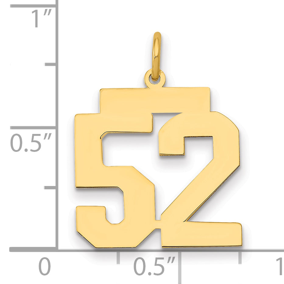 14K Yellow Gold Medium Polished Number 52 Charm