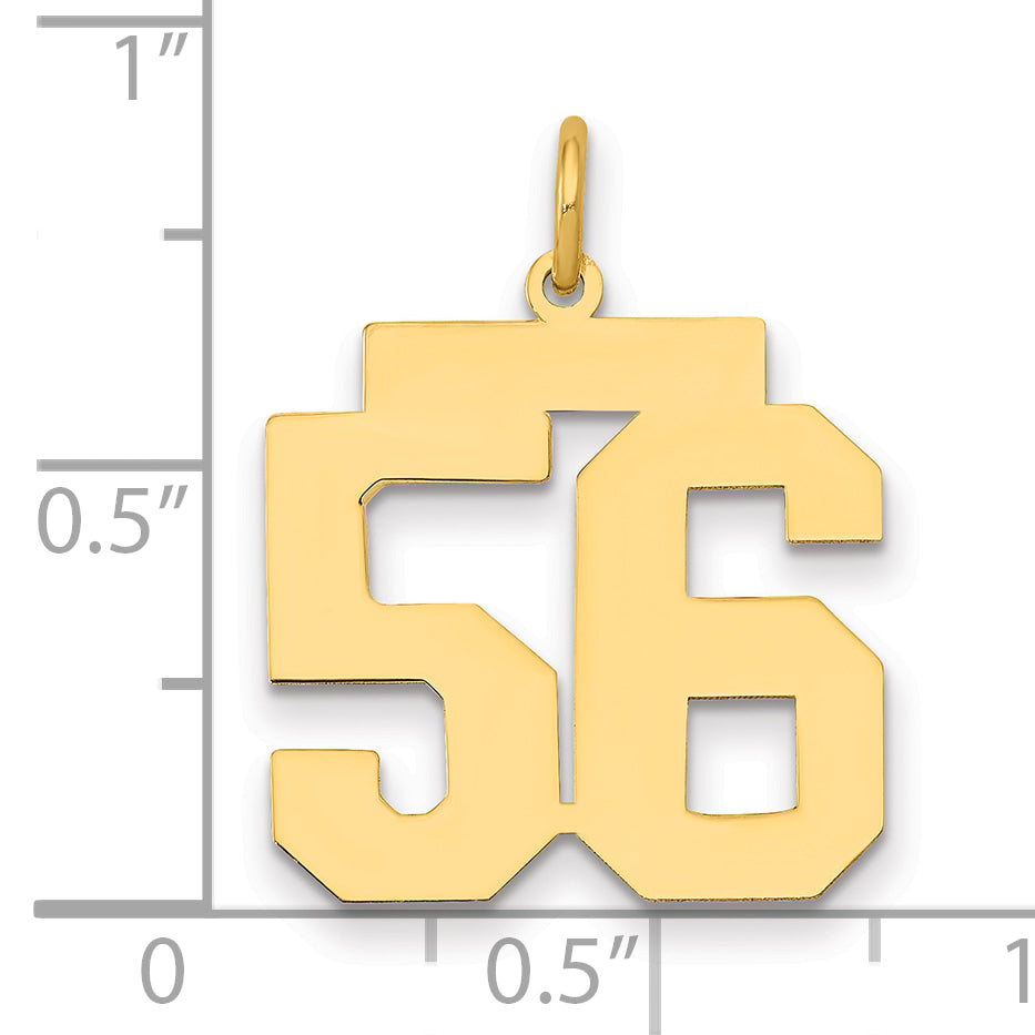 14K Yellow Gold Medium Polished Number 56 Charm