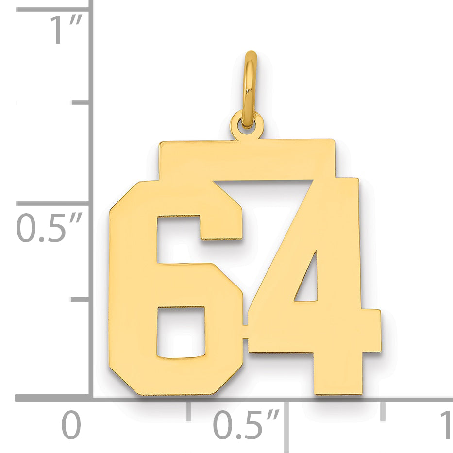 14K Yellow Gold Medium Polished Number 64 Charm
