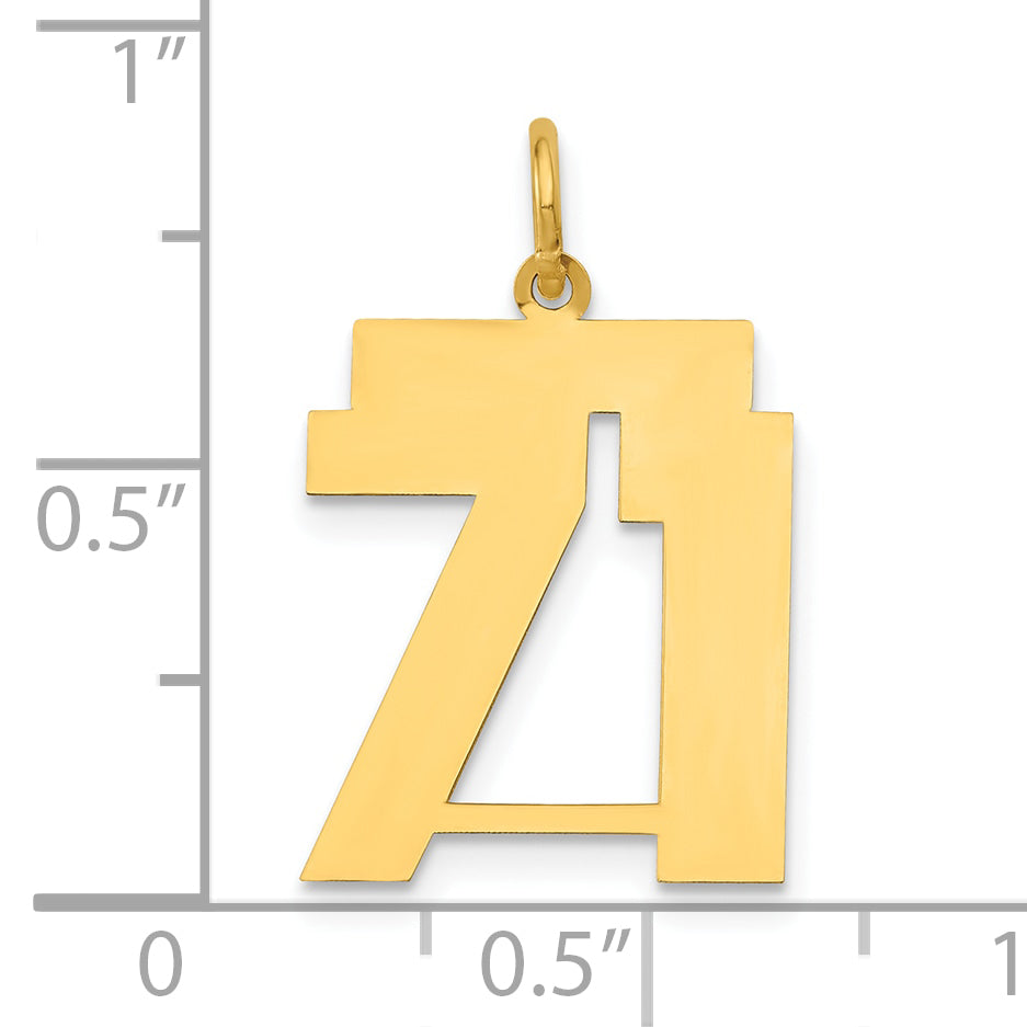 14k Yellow Gold 14k Medium Polished Number 71 Charm