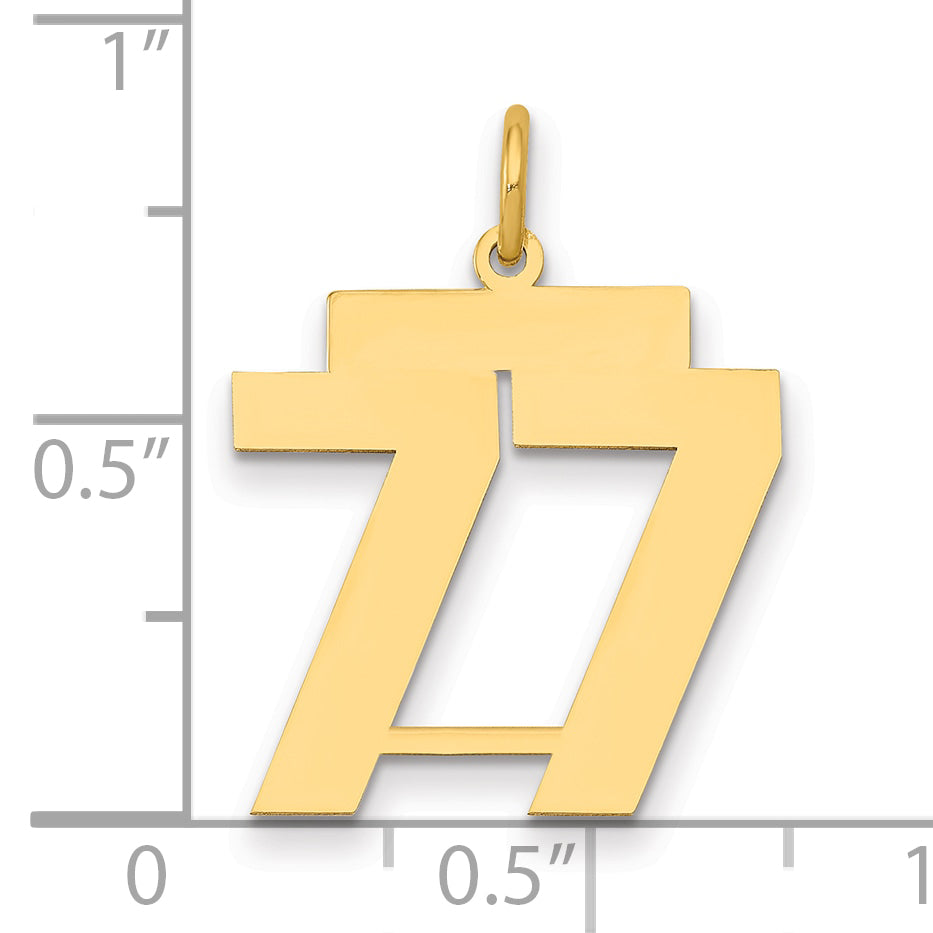 14K Yellow Gold Medium Polished Number 77 Charm