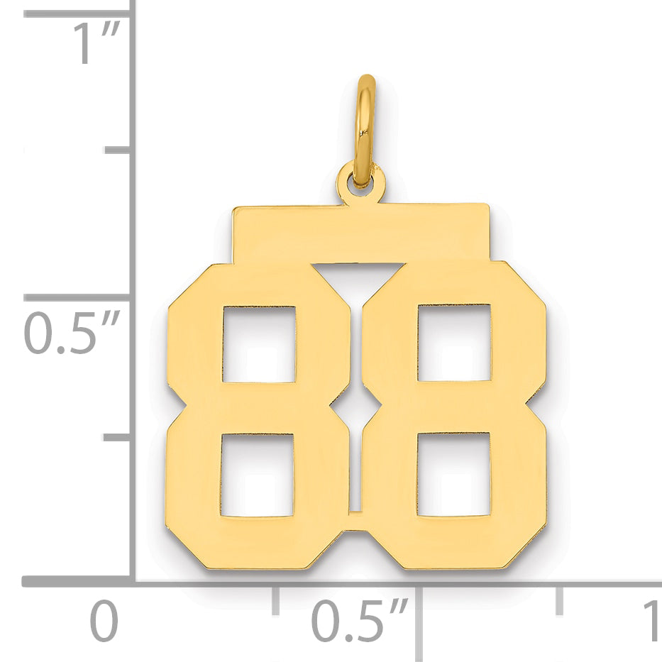 14K Yellow Gold Medium Polished Number 88 Charm