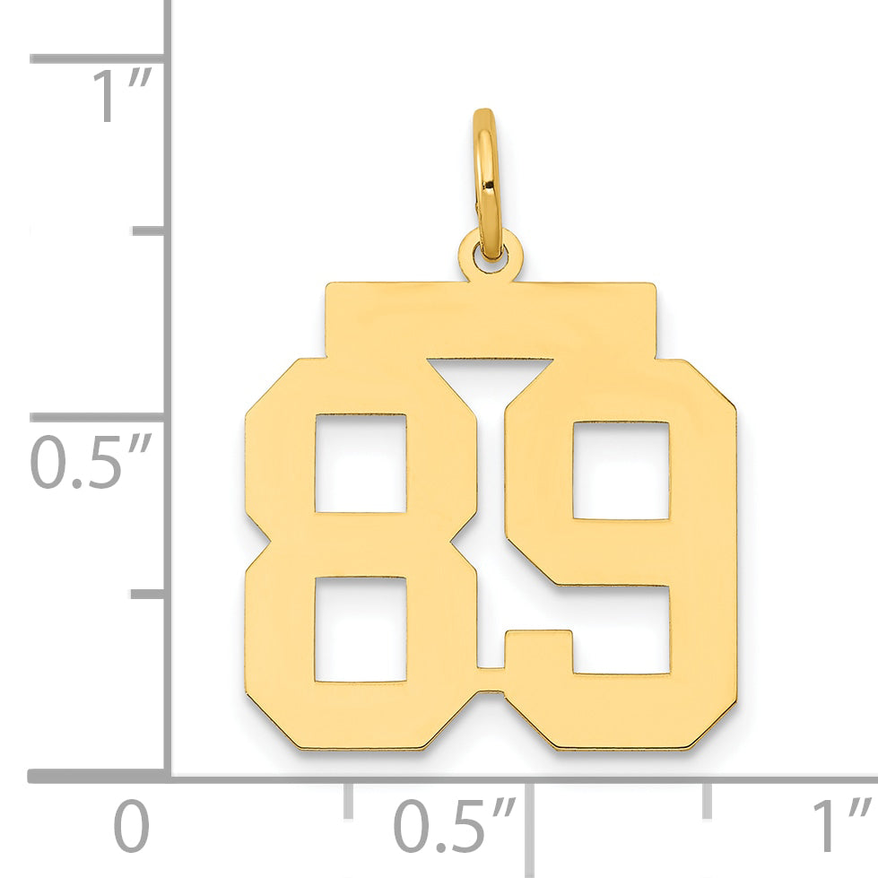 14K Yellow Gold Medium Polished Number 89 Charm