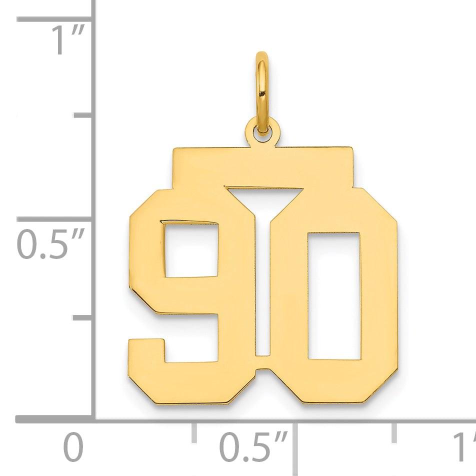 14K Yellow Gold Medium Polished Number 90 Charm
