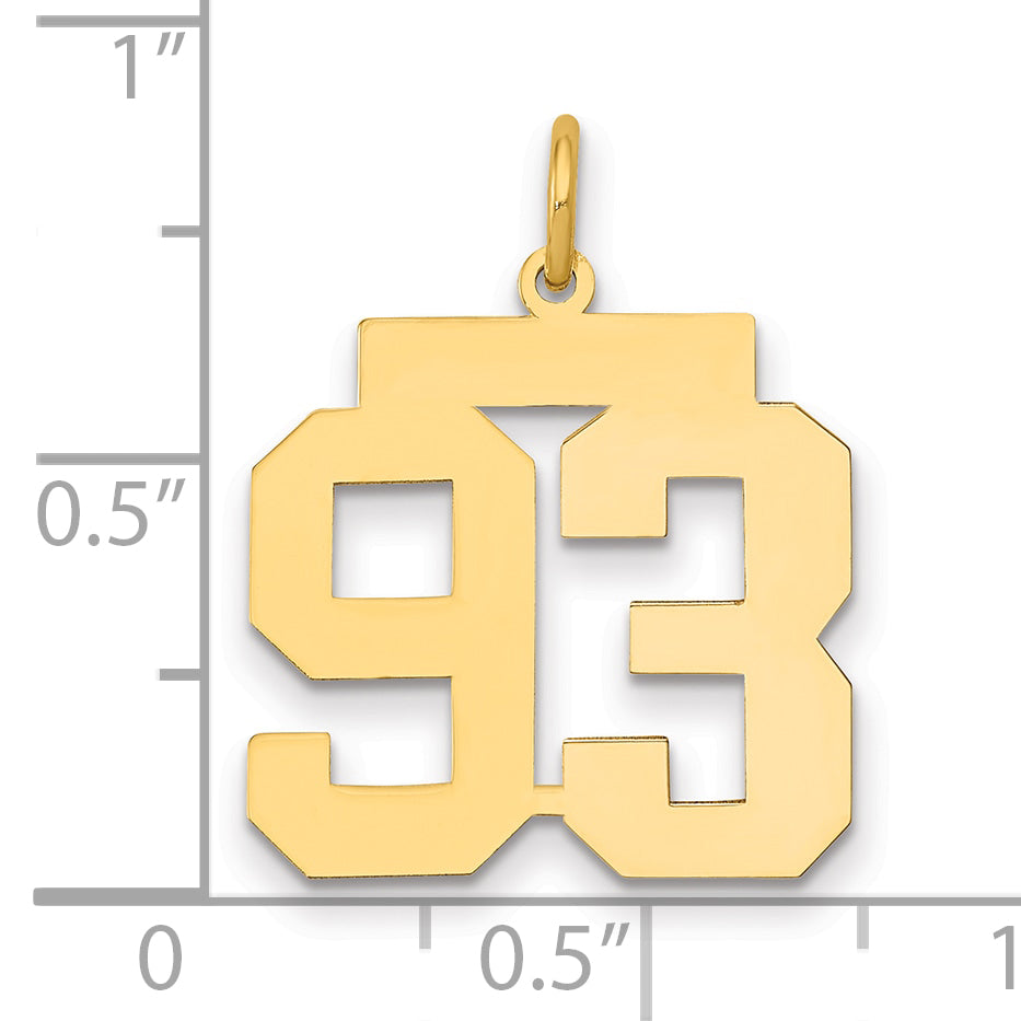 14K Yellow Gold Medium Polished Number 93 Charm