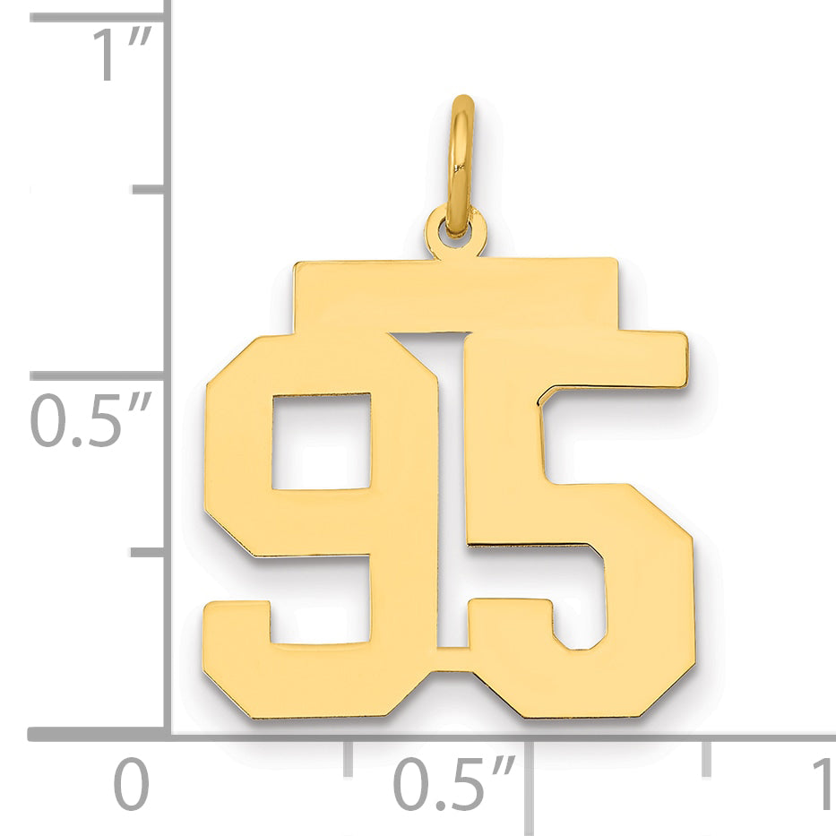 14K Yellow Gold Medium Polished Number 95 Charm