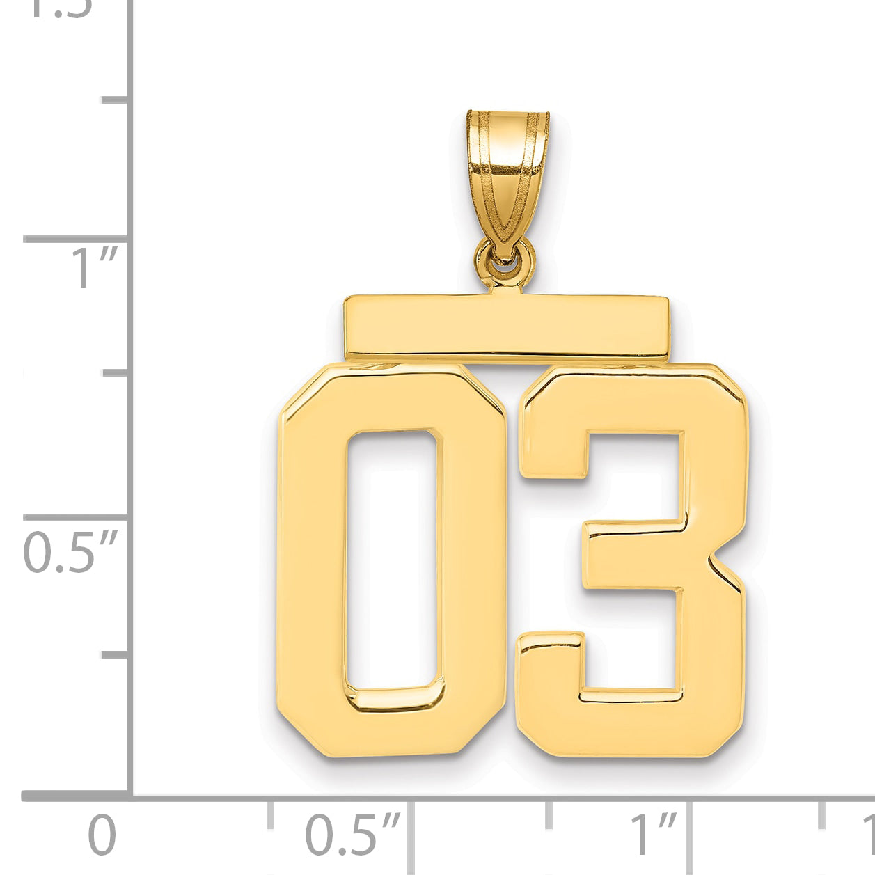 10K Yellow Gold Large Polished Number 03 Charm