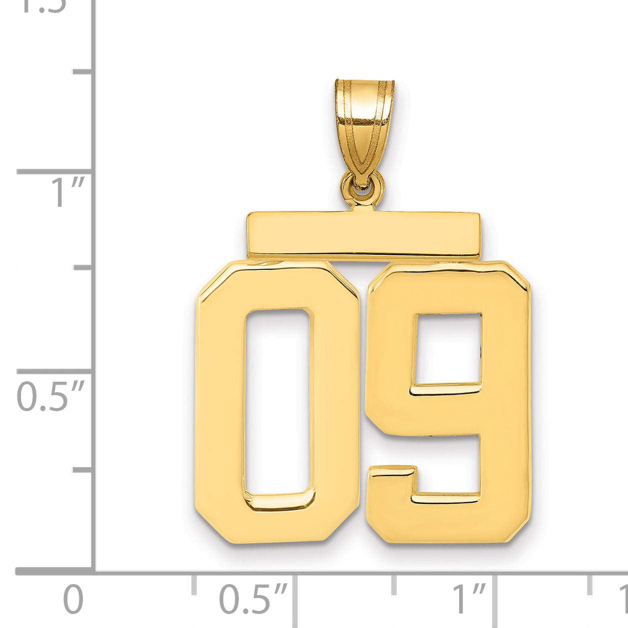 10K Yellow Gold Large Polished Number 09 Charm