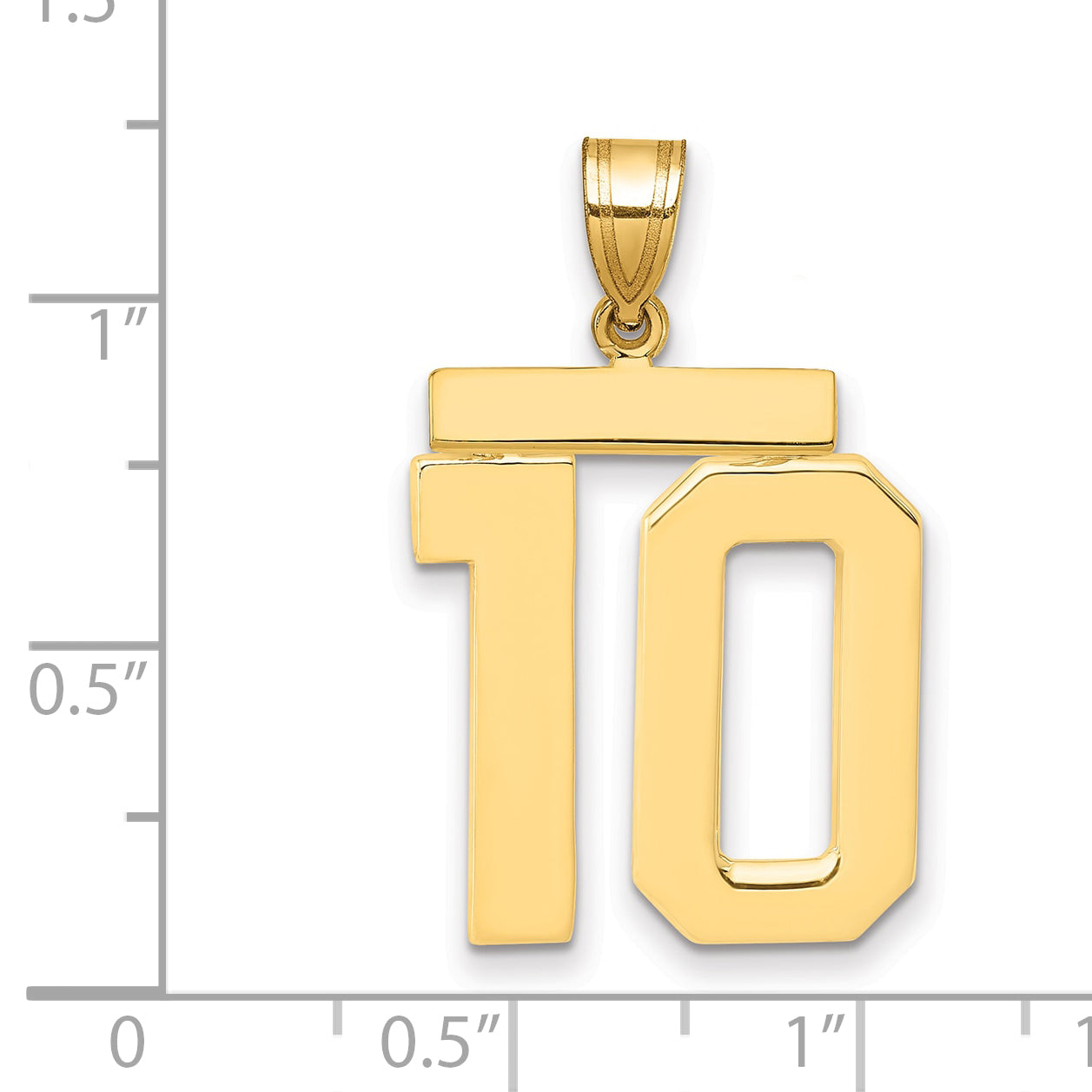 10K Yellow Gold Large Polished Number 10 Charm