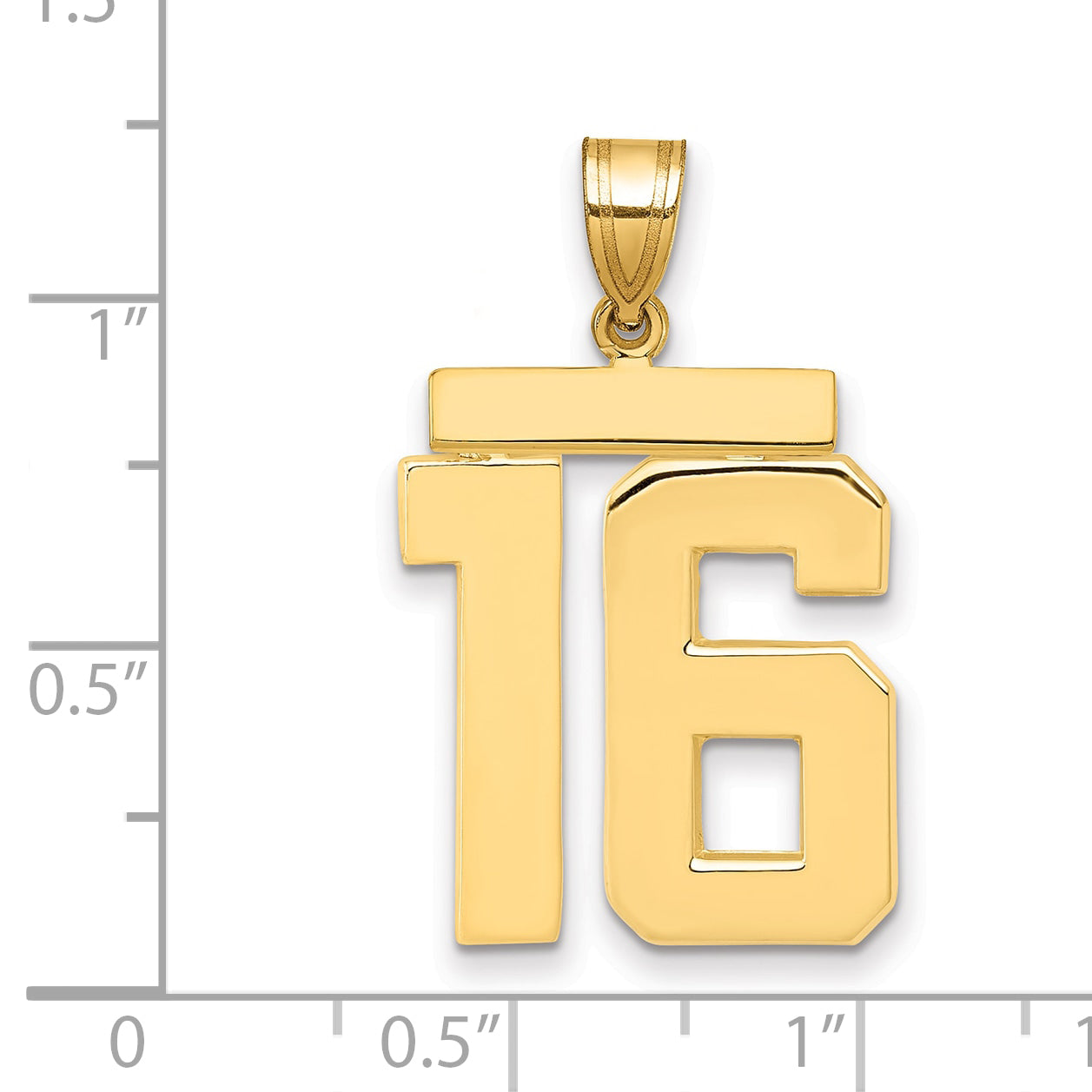 10K Yellow Gold Large Polished Number 16 Charm