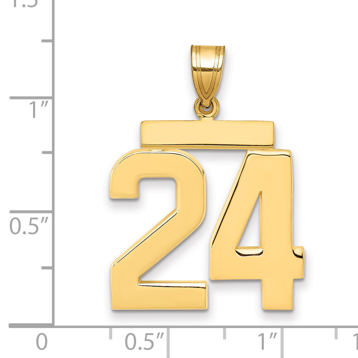 10K Yellow Gold Large Polished Number 24 Charm