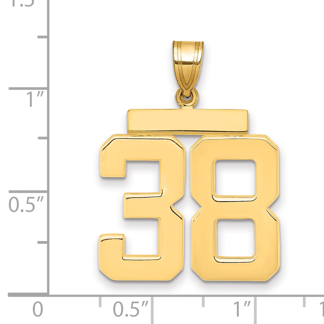 10K Yellow Gold Large Polished Number 38 Charm