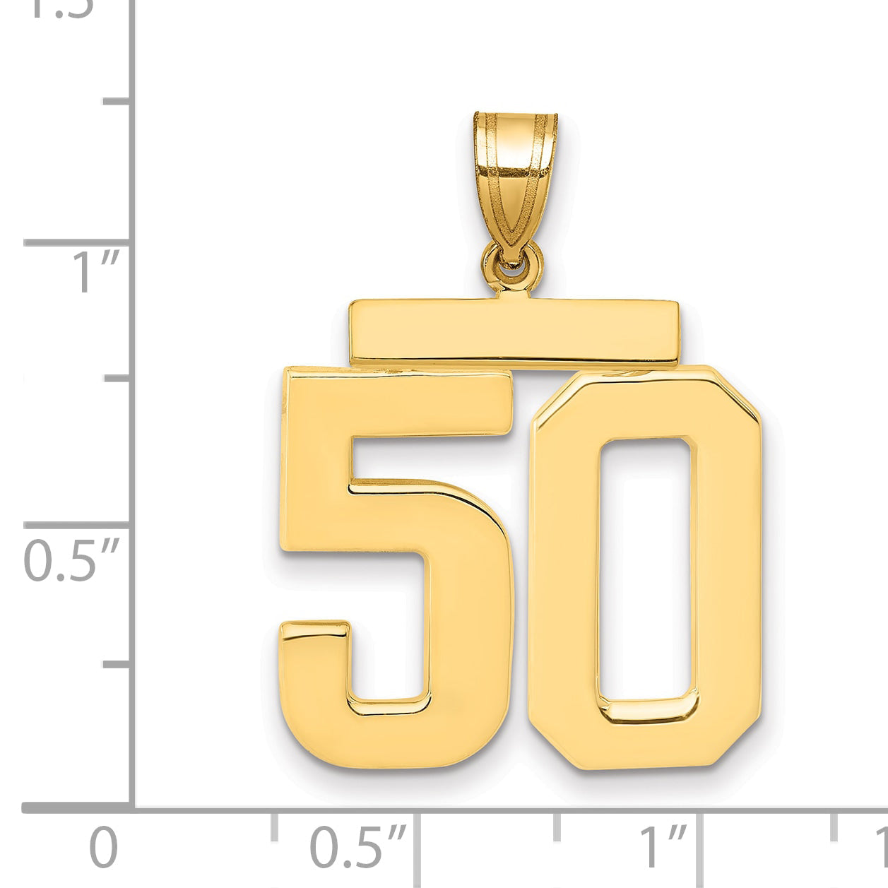 10K Yellow Gold Large Polished Number 50 Charm