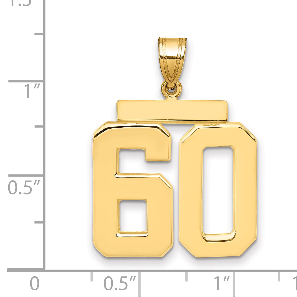 10K Yellow Gold Large Polished Number 60 Charm