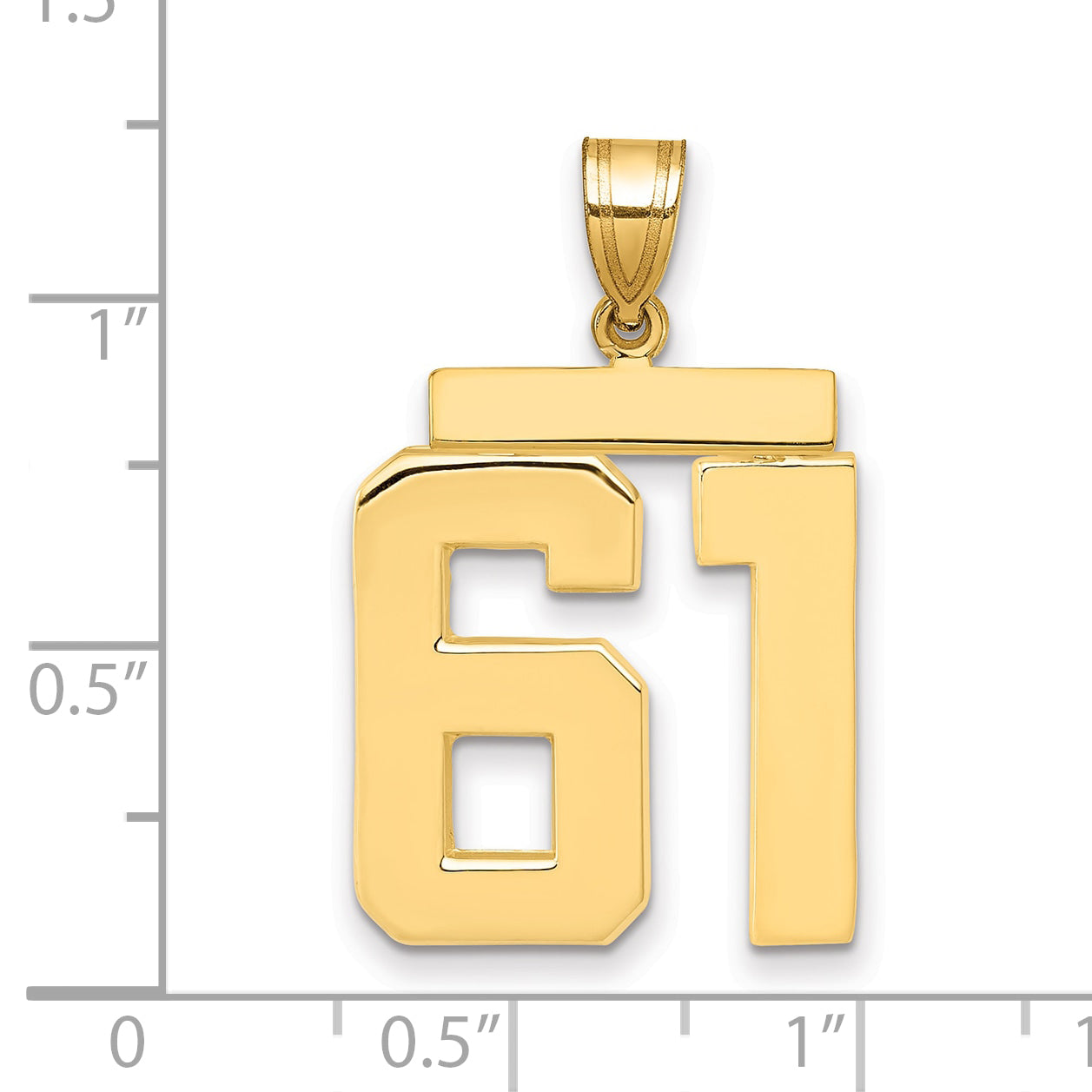 10K Yellow Gold Large Polished Number 61 Charm