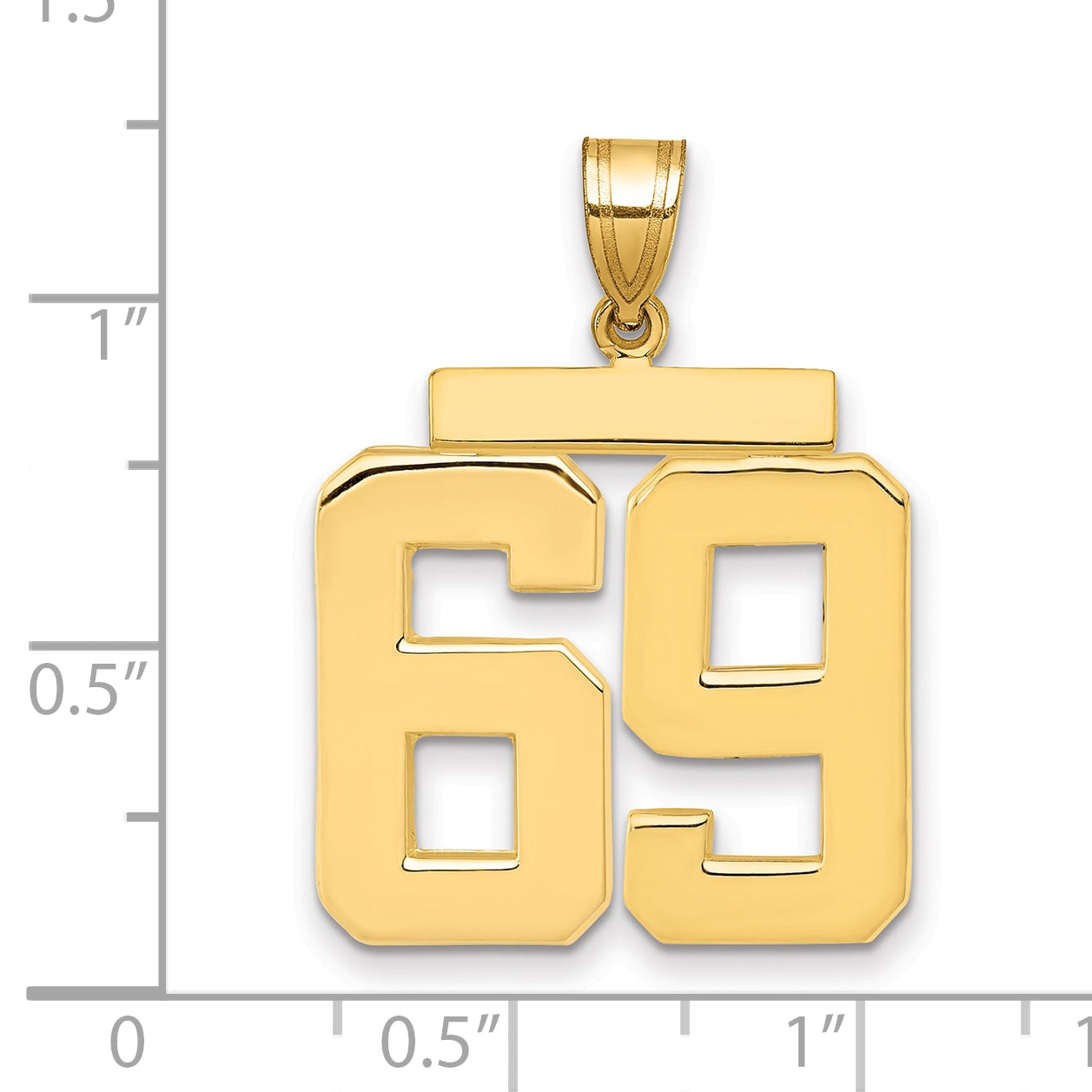 10K Yellow Gold Large Polished Number 69 Charm