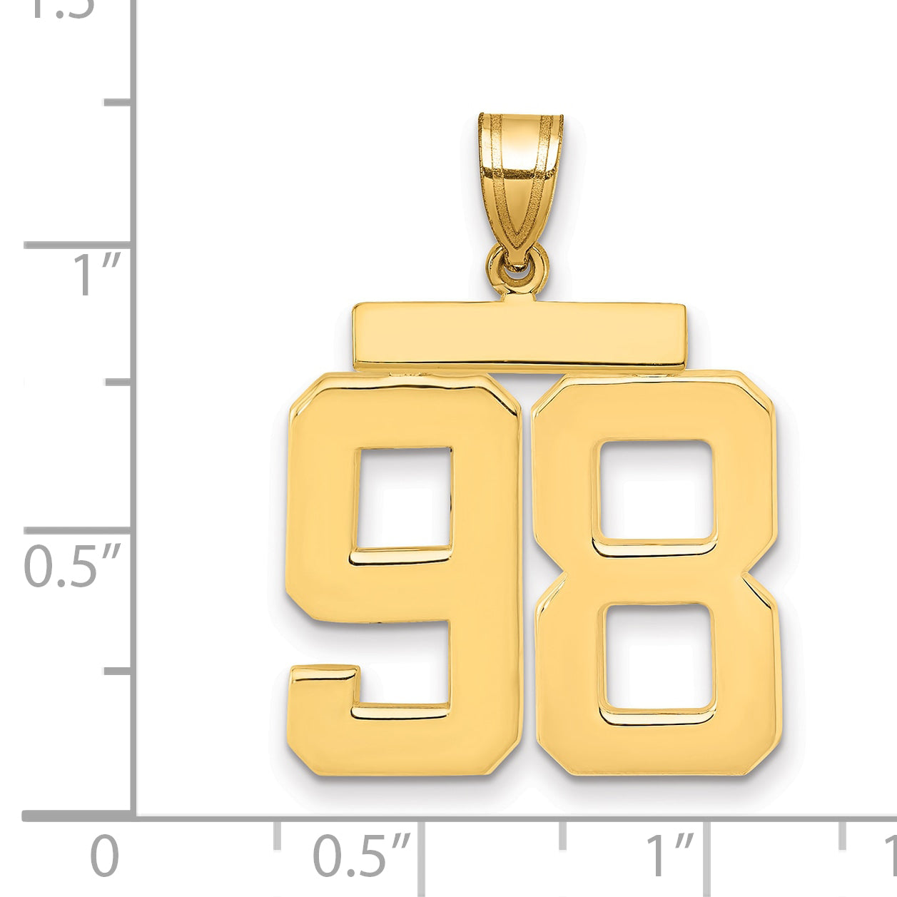 10K Yellow Gold Large Polished Number 98 Charm