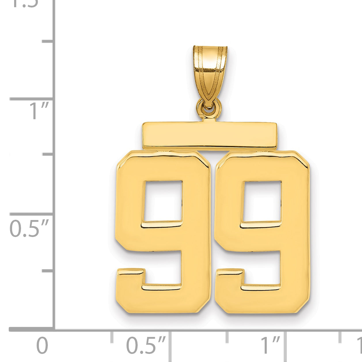 10K Yellow Gold Large Polished Number 99 Charm