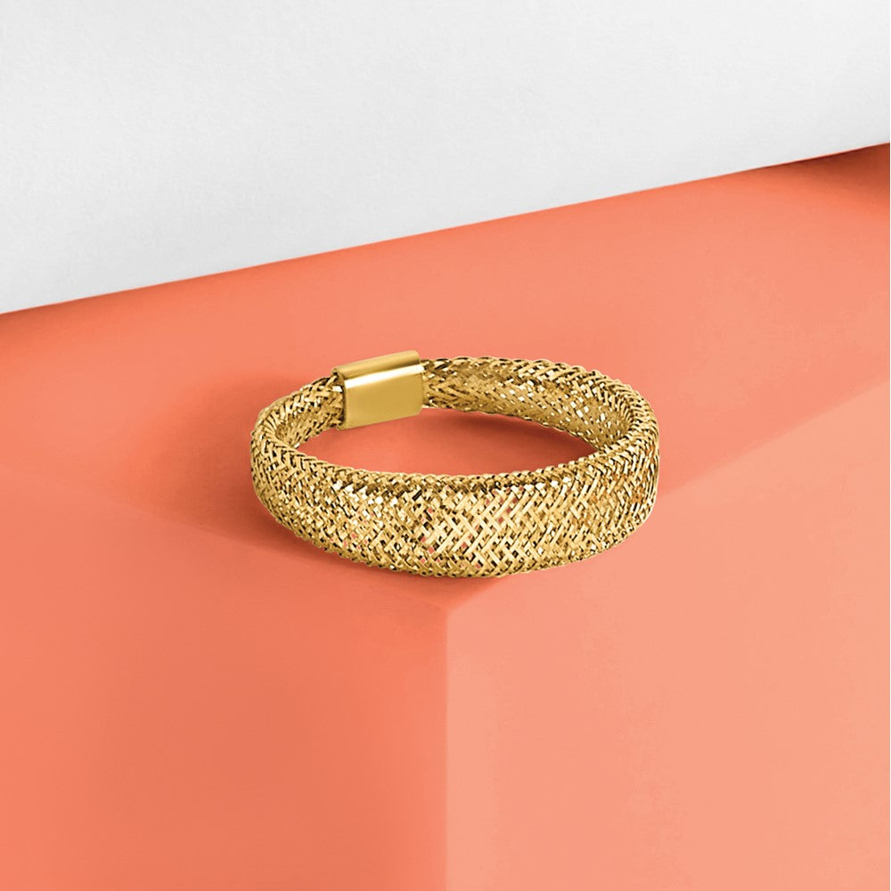 14K Yellow Gold Mesh Tapered Stretch Ring