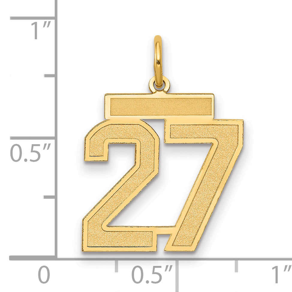 10K Yellow Gold Medium Satin Number 27 Charm