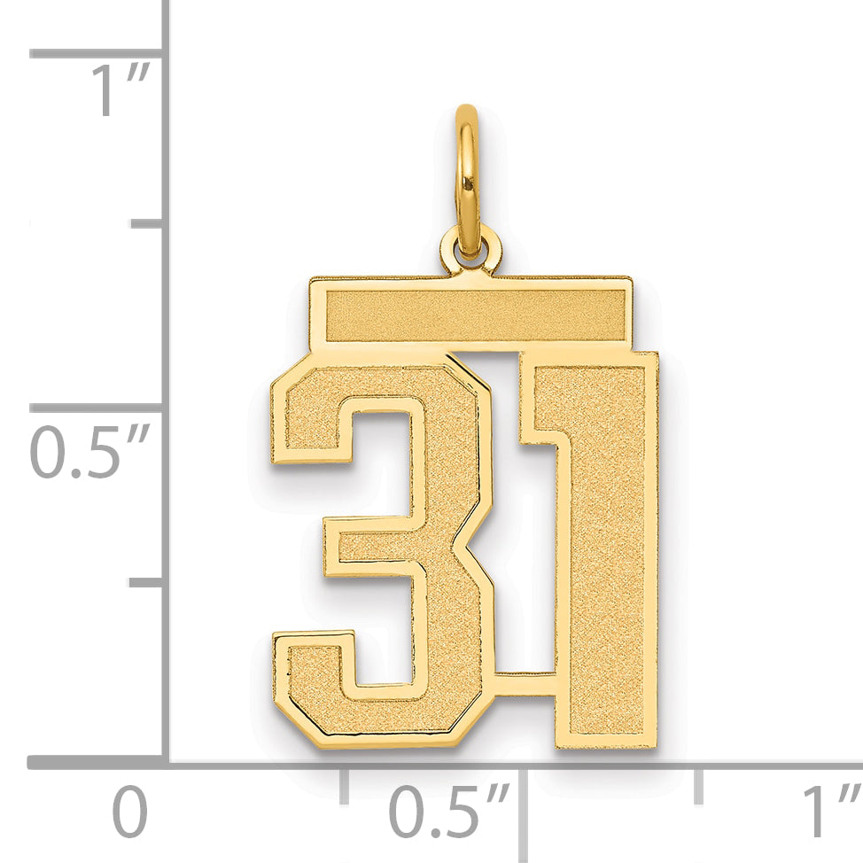 10K Yellow Gold Medium Satin Number 31 Charm