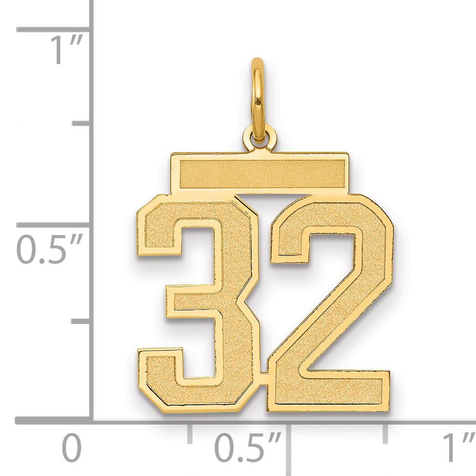 14k Yellow Gold 14k Medium Satin Number 32 Charm