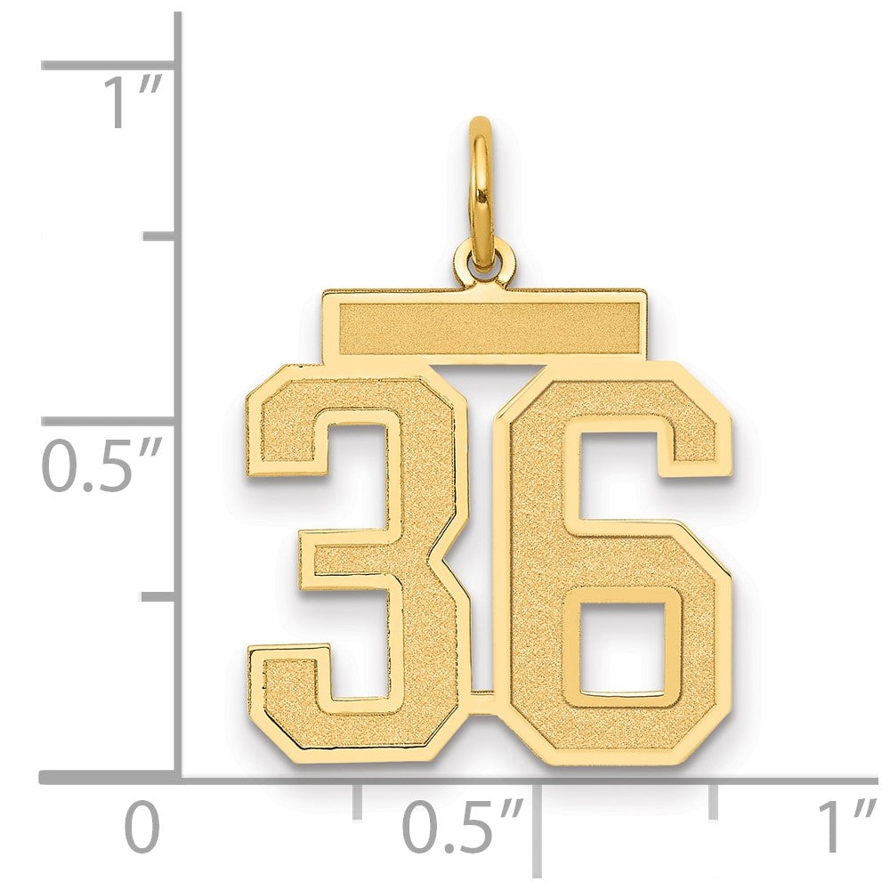 14K Yellow Gold Medium Satin Number 36 Charm