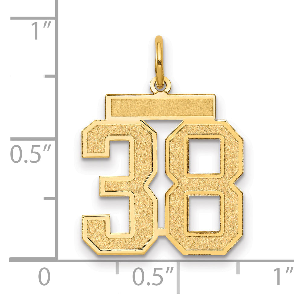 14K Yellow Gold Medium Satin Number 38 Charm