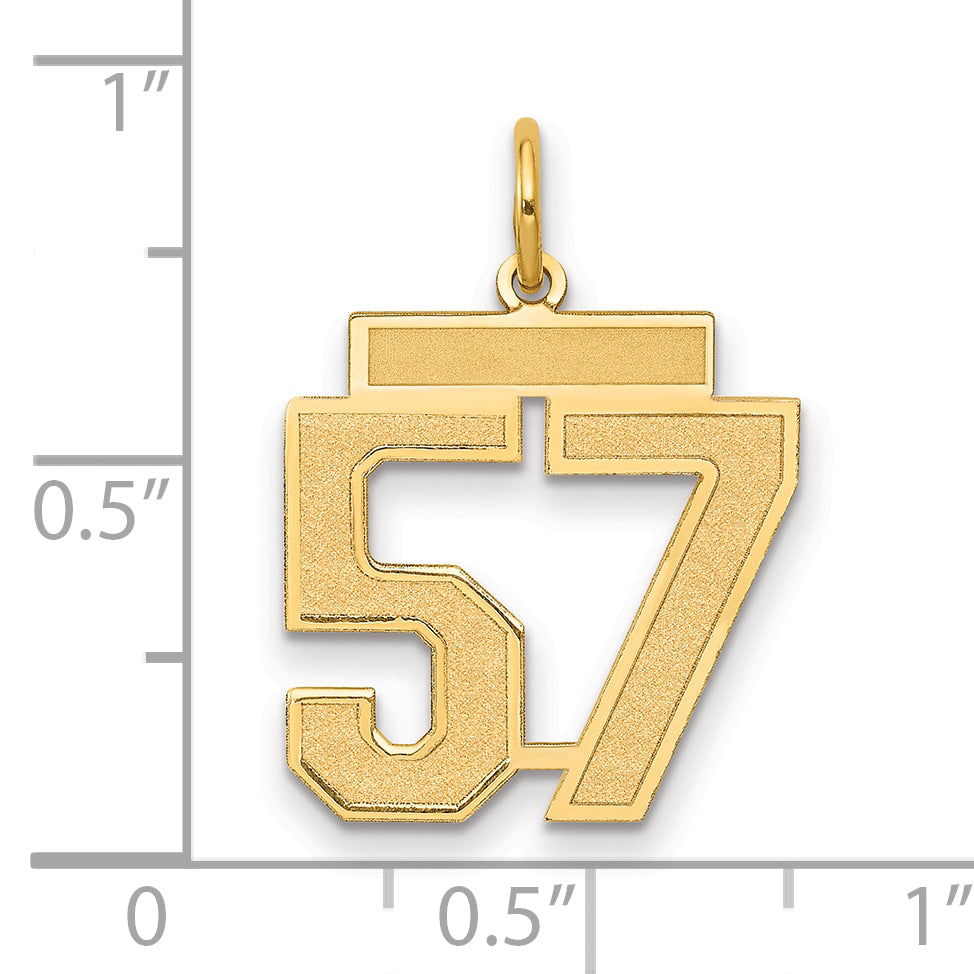 14K Yellow Gold Medium Satin Number 57 Charm