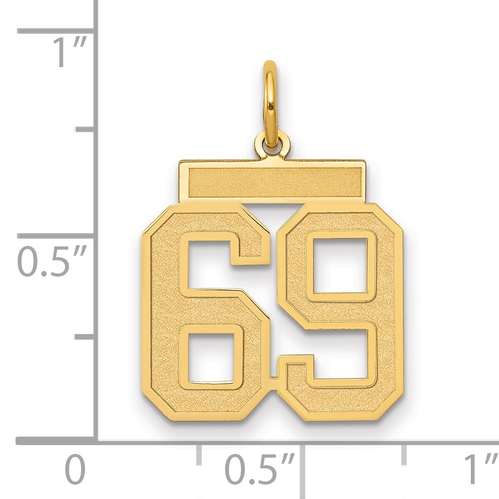 14K Yellow Gold Medium Satin Number 69 Charm