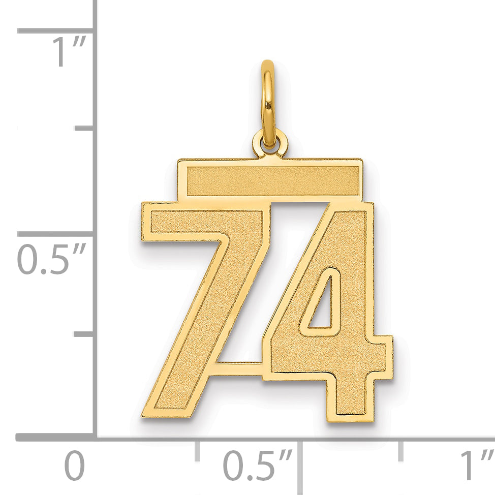 10K Yellow Gold Medium Satin Number 74 Charm