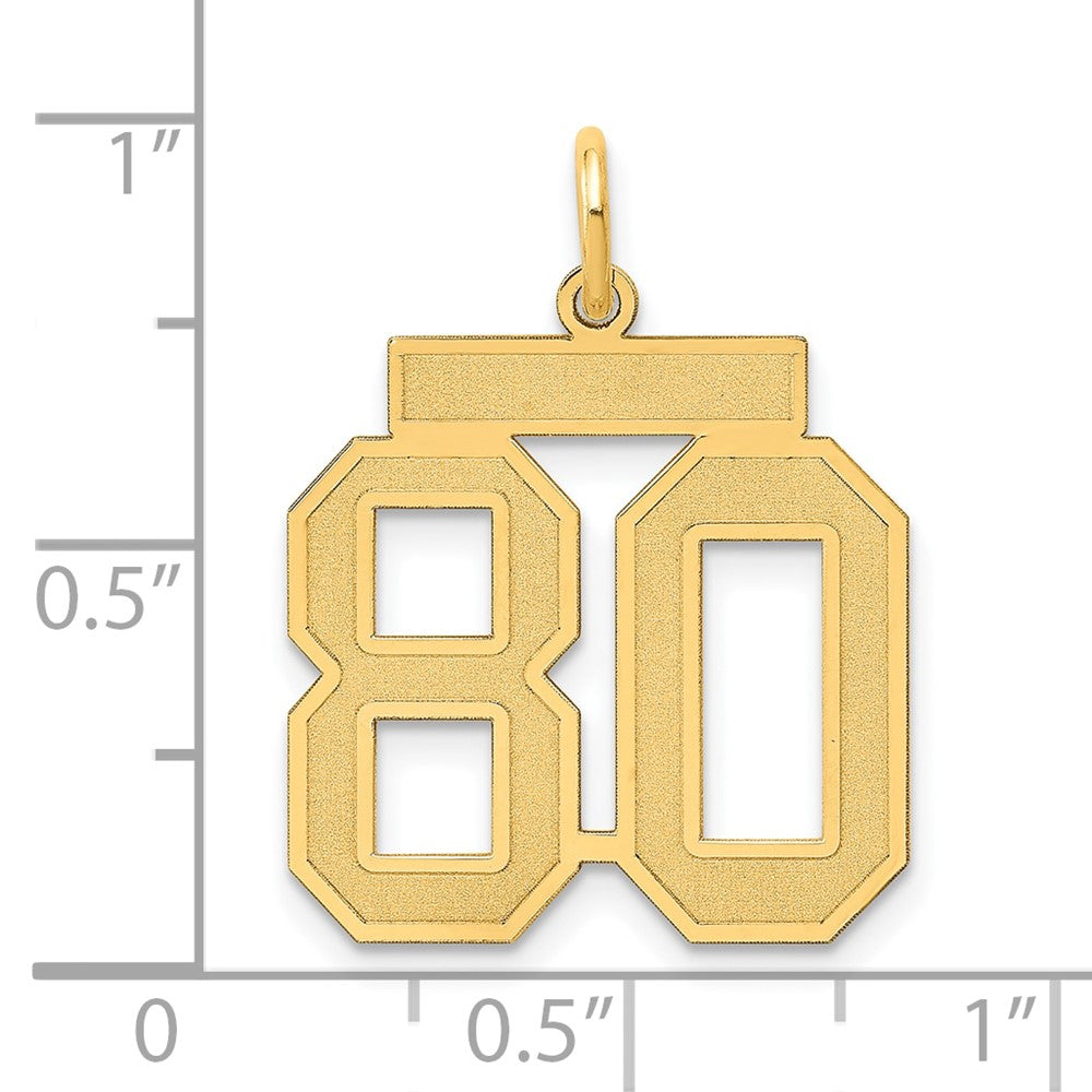 14K Yellow Gold Medium Satin Number 80 Charm
