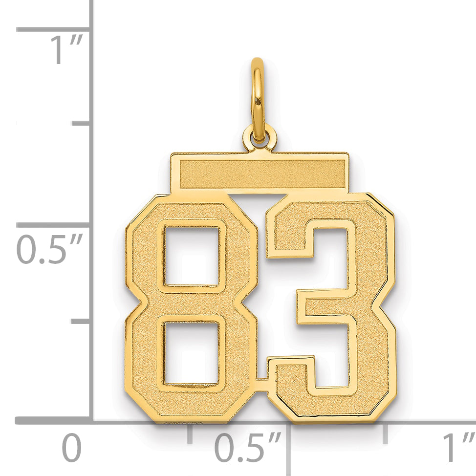 14K Yellow Gold Medium Satin Number 83 Charm