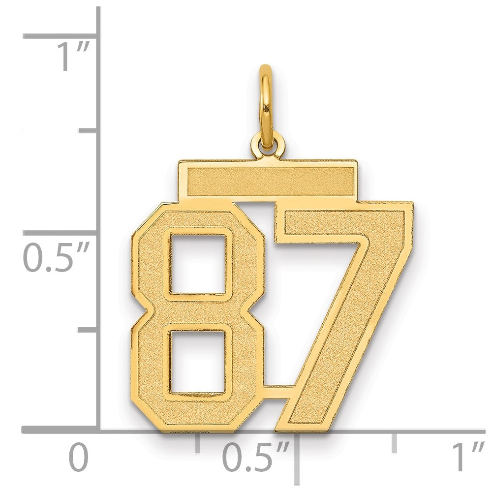 14K Yellow Gold Medium Satin Number 87 Charm