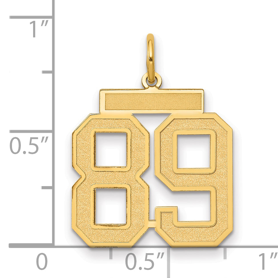 14K Yellow Gold Medium Satin Number 89 Charm