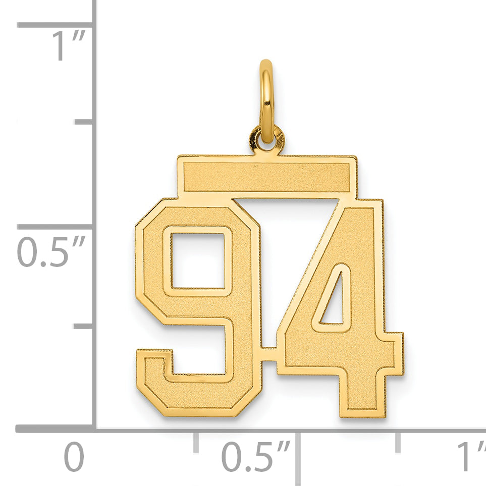 14k Yellow Gold 14k Medium Satin Number 94 Charm