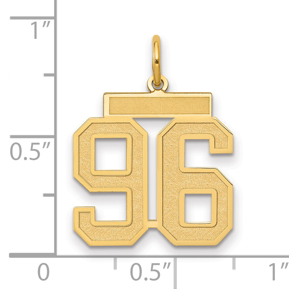 14K Yellow Gold Medium Satin Number 96 Charm