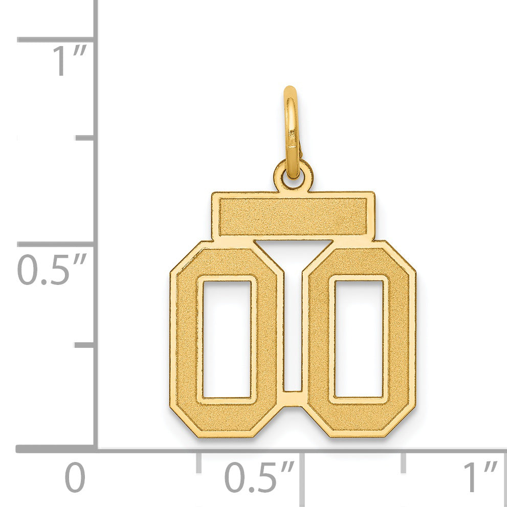 14K Yellow Gold Small Satin Number 00 Charm