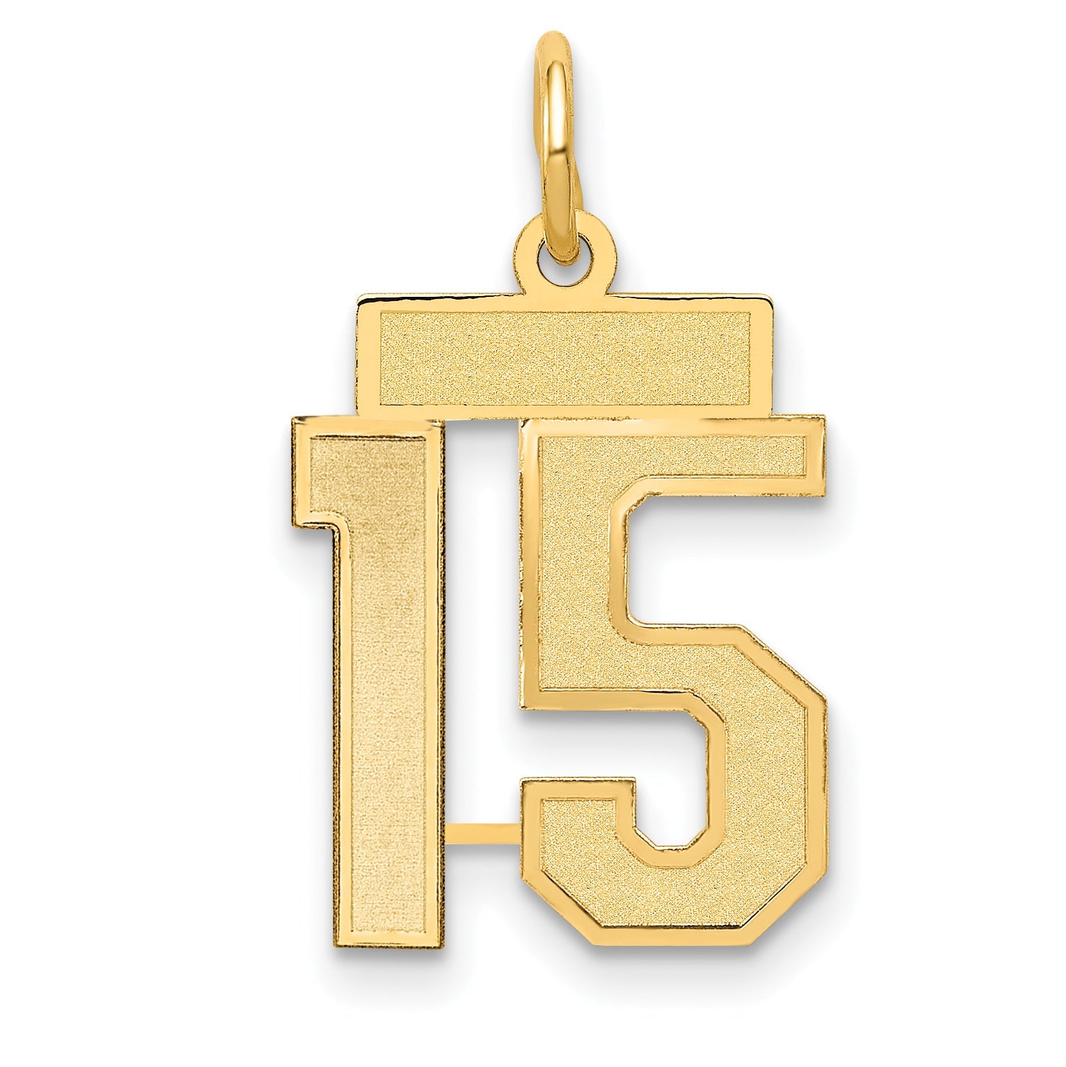 14k Yellow Gold 14k Small Satin Number 15 Charm