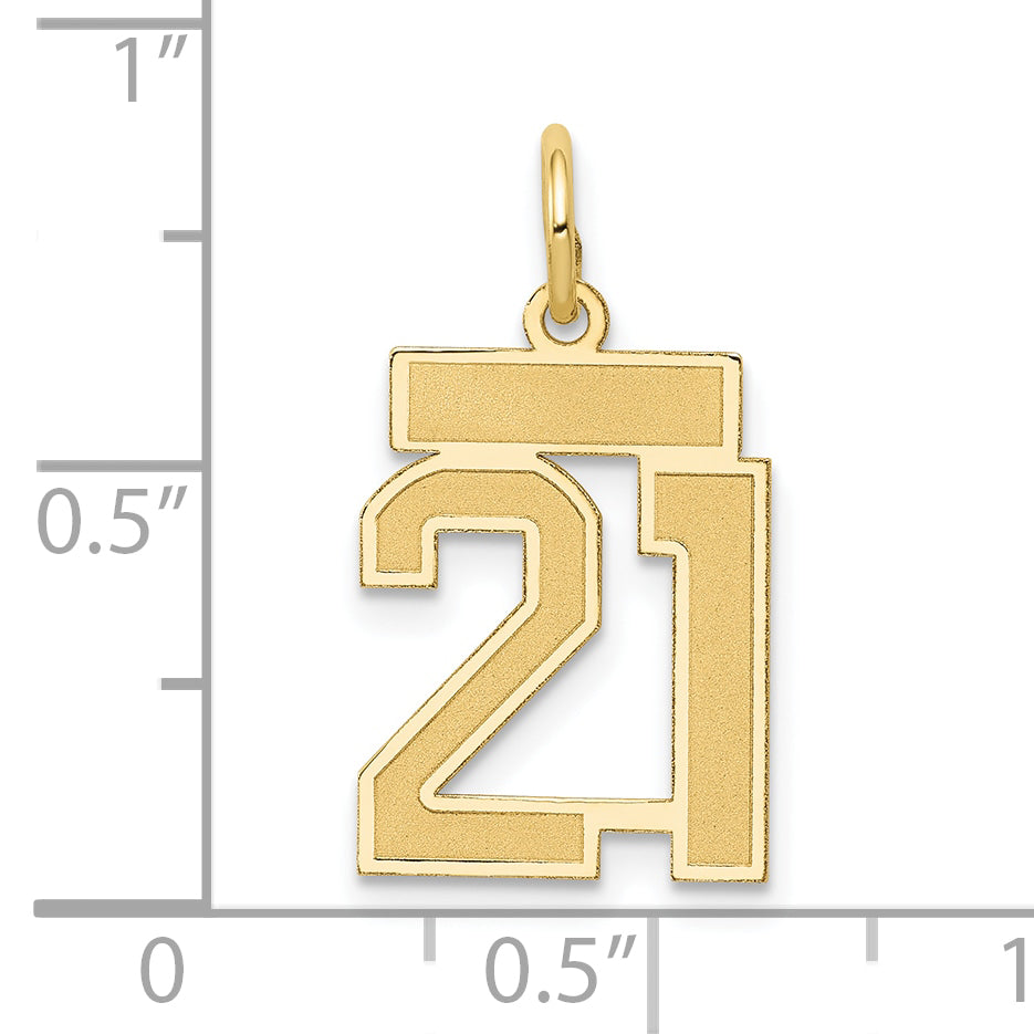 14k Yellow Gold 14k Small Satin Number 21 Charm
