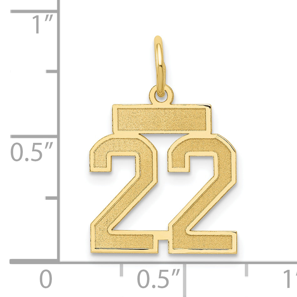 14k Yellow Gold 14k Small Satin Number 22 Charm