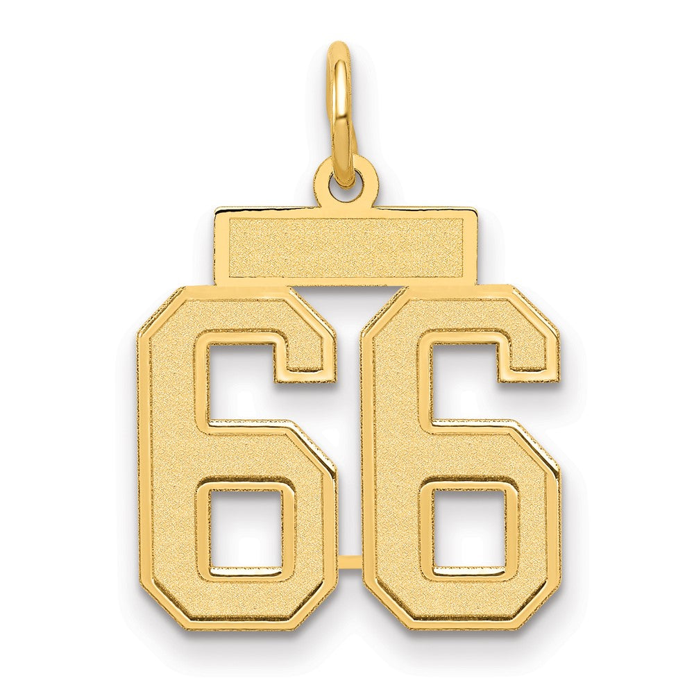 14K Yellow Gold Small Satin Number 66 Charm