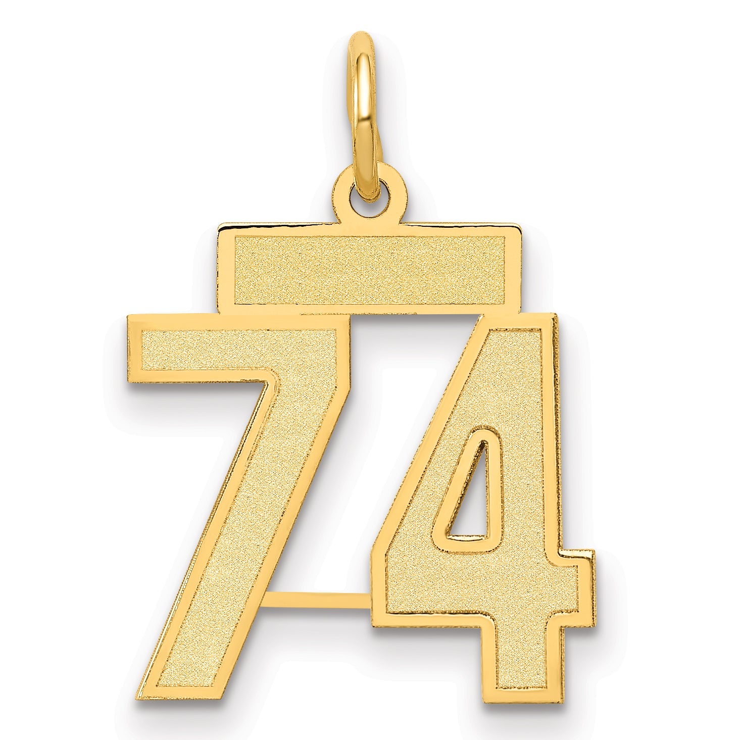 10K Yellow Gold Small Satin Number 74 Charm