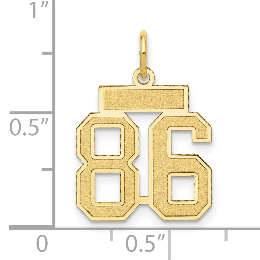 14K Yellow Gold Small Satin Number 86 Charm