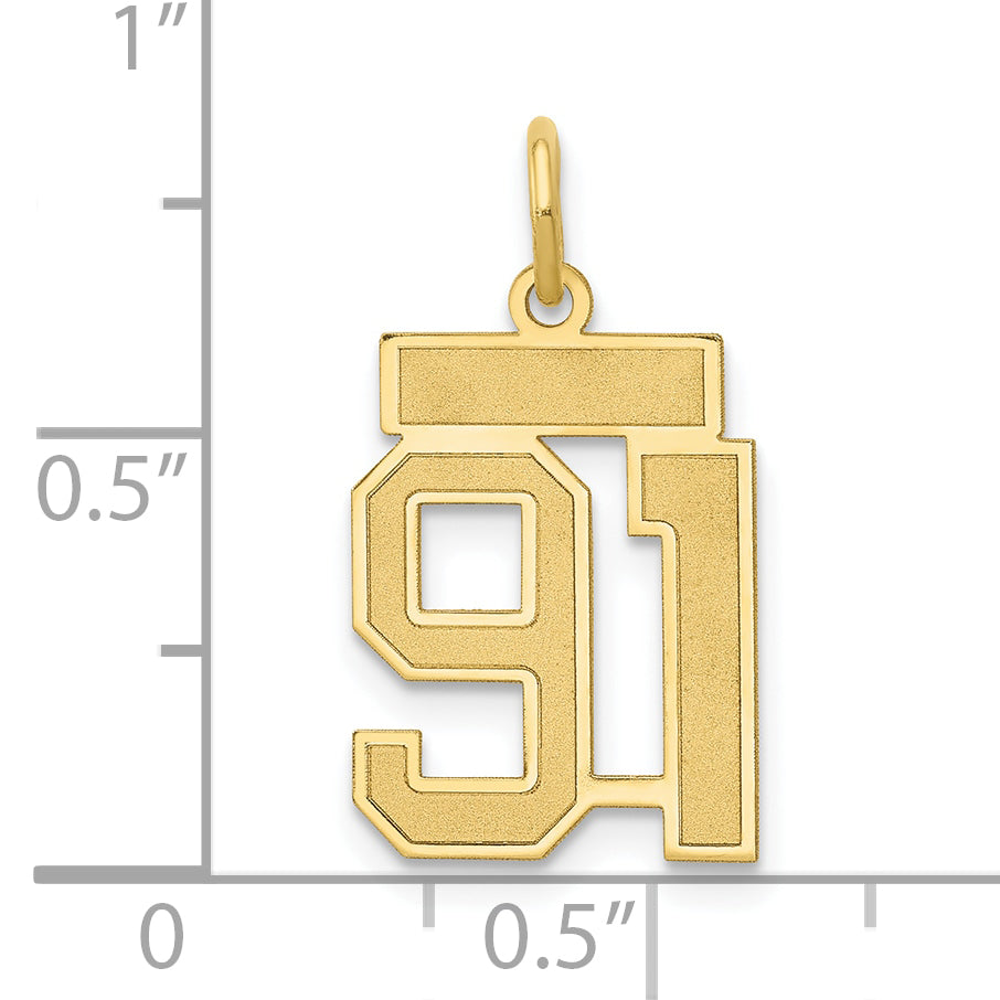 14k Yellow Gold 14k Small Satin Number 91 Charm