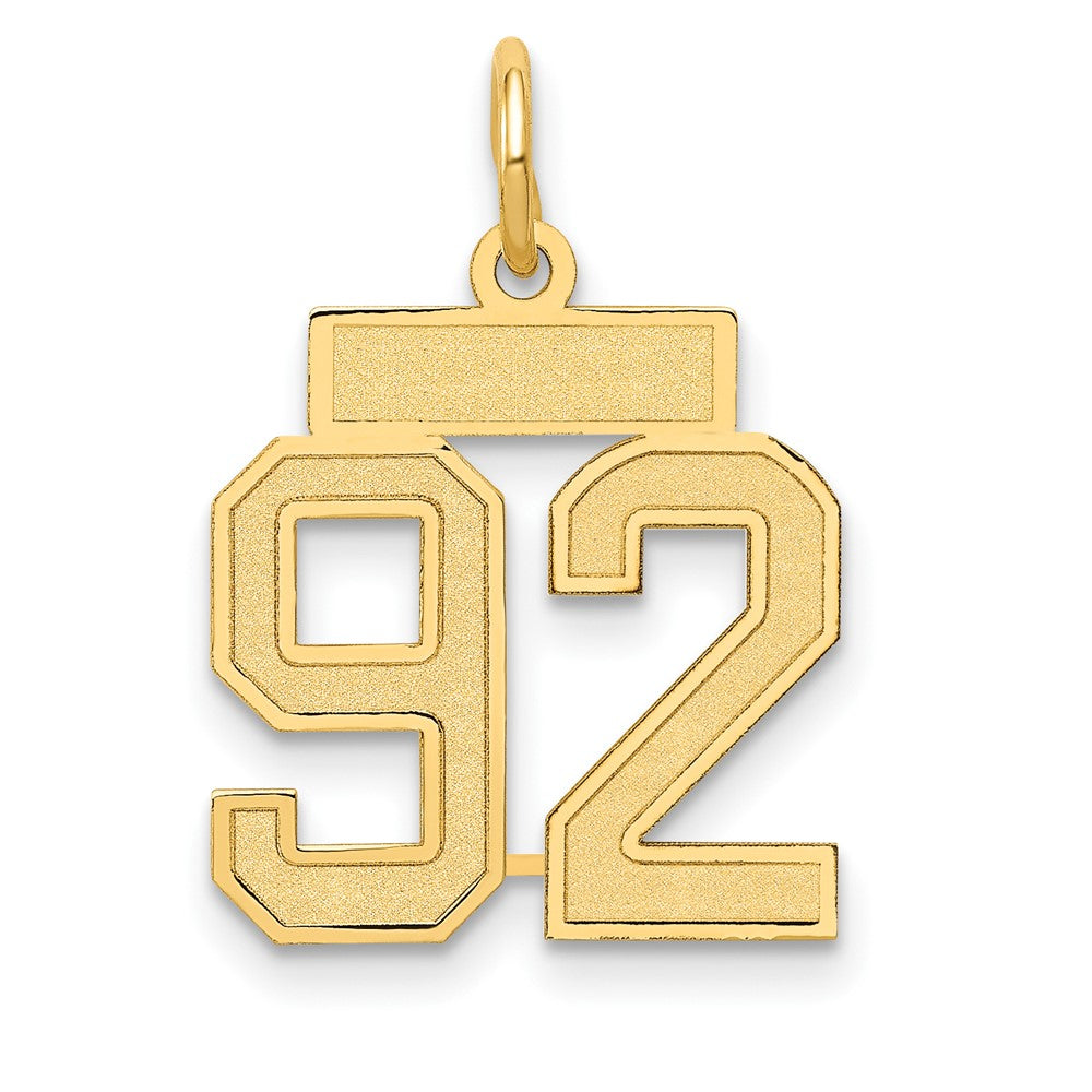 14K Yellow Gold Small Satin Number 92 Charm