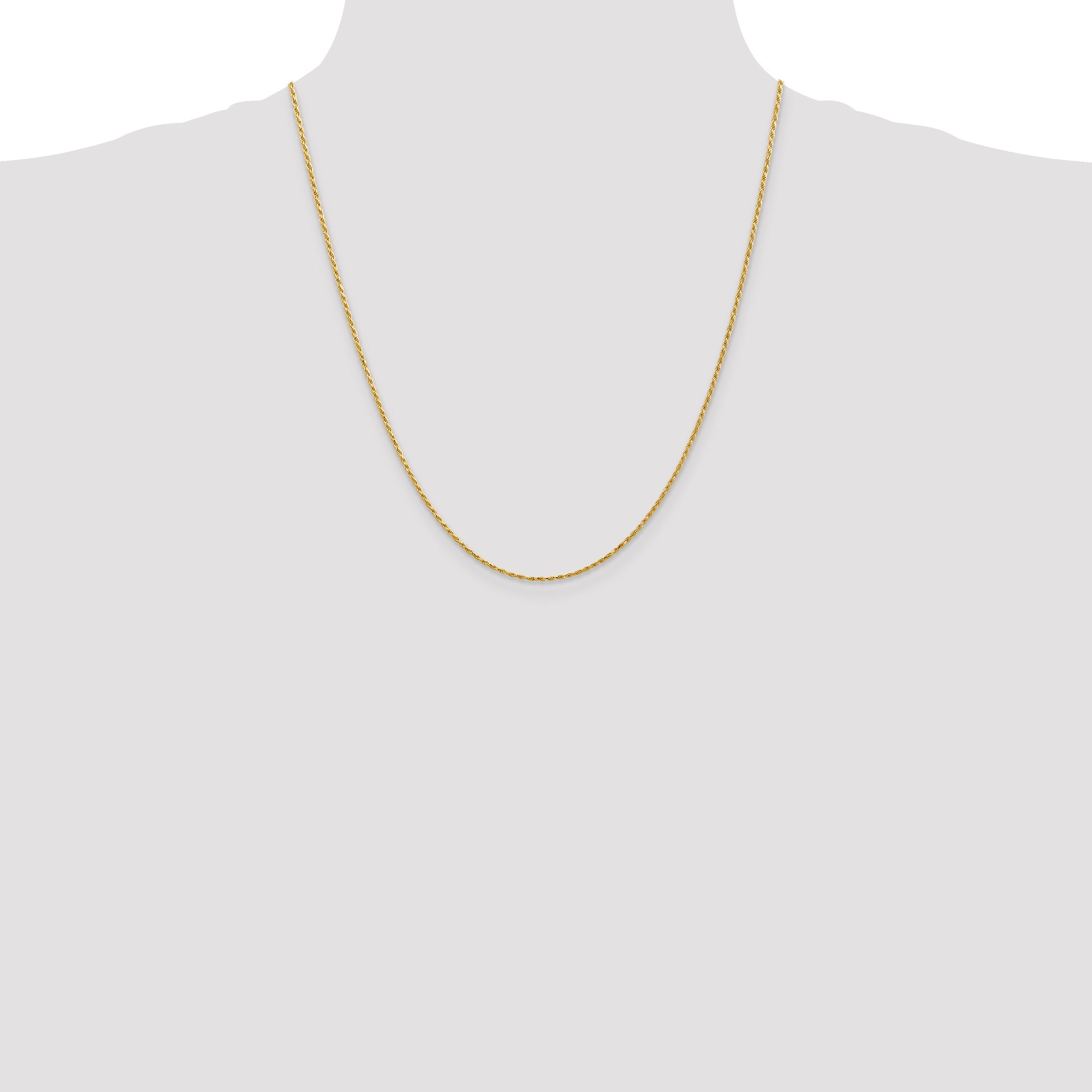 14k Yellow Gold 22 inch 1.5mm Diamond-cut Rope with Lobster Clasp Chain Necklace